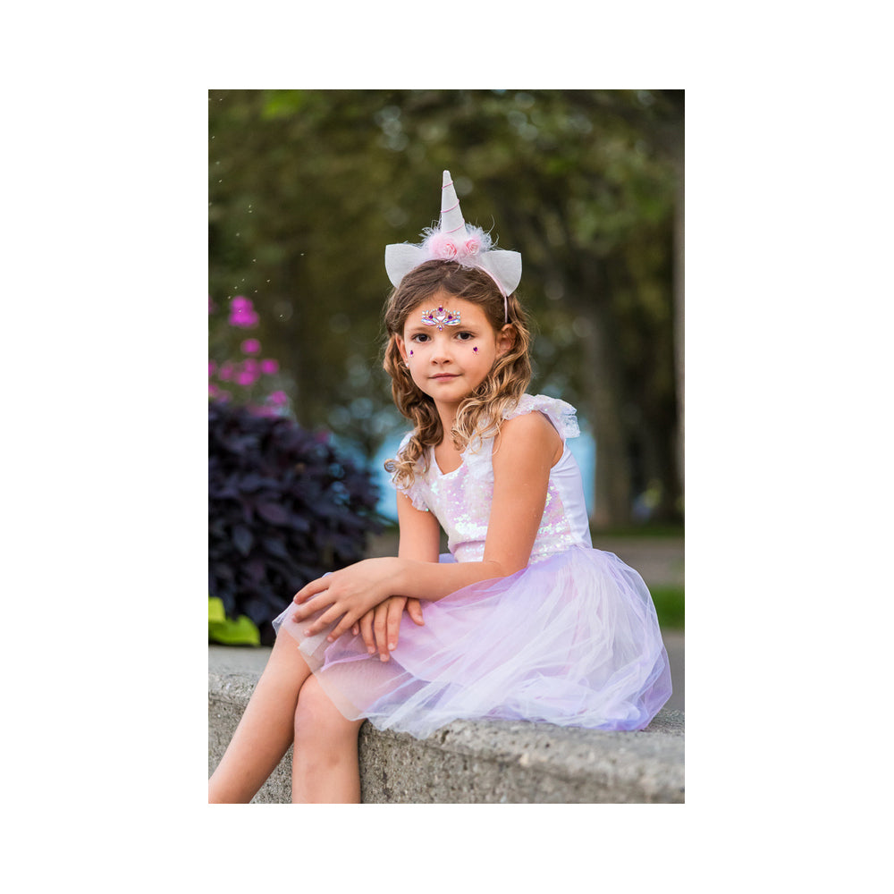 2pc Great Pretenders Sz 5-6 Dreamy Unicorn Dress/Headband Kids 5y+