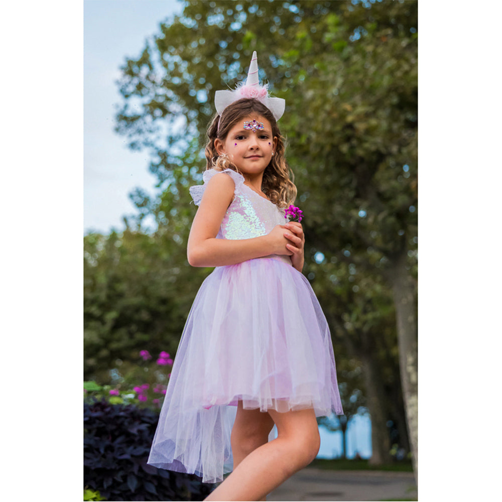 2pc Great Pretenders Sz 5-6 Dreamy Unicorn Dress/Headband Kids 5y+
