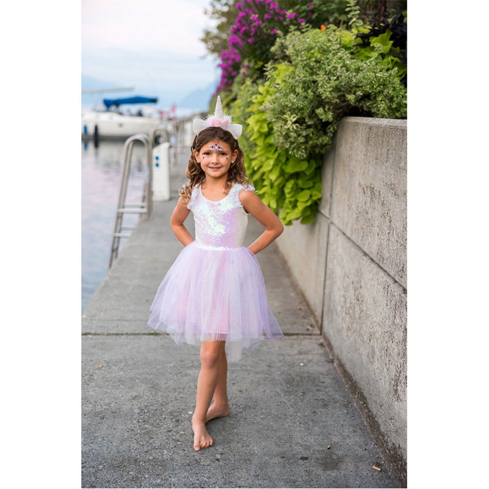 2pc Great Pretenders Sz 5-6 Dreamy Unicorn Dress/Headband Kids 5y+
