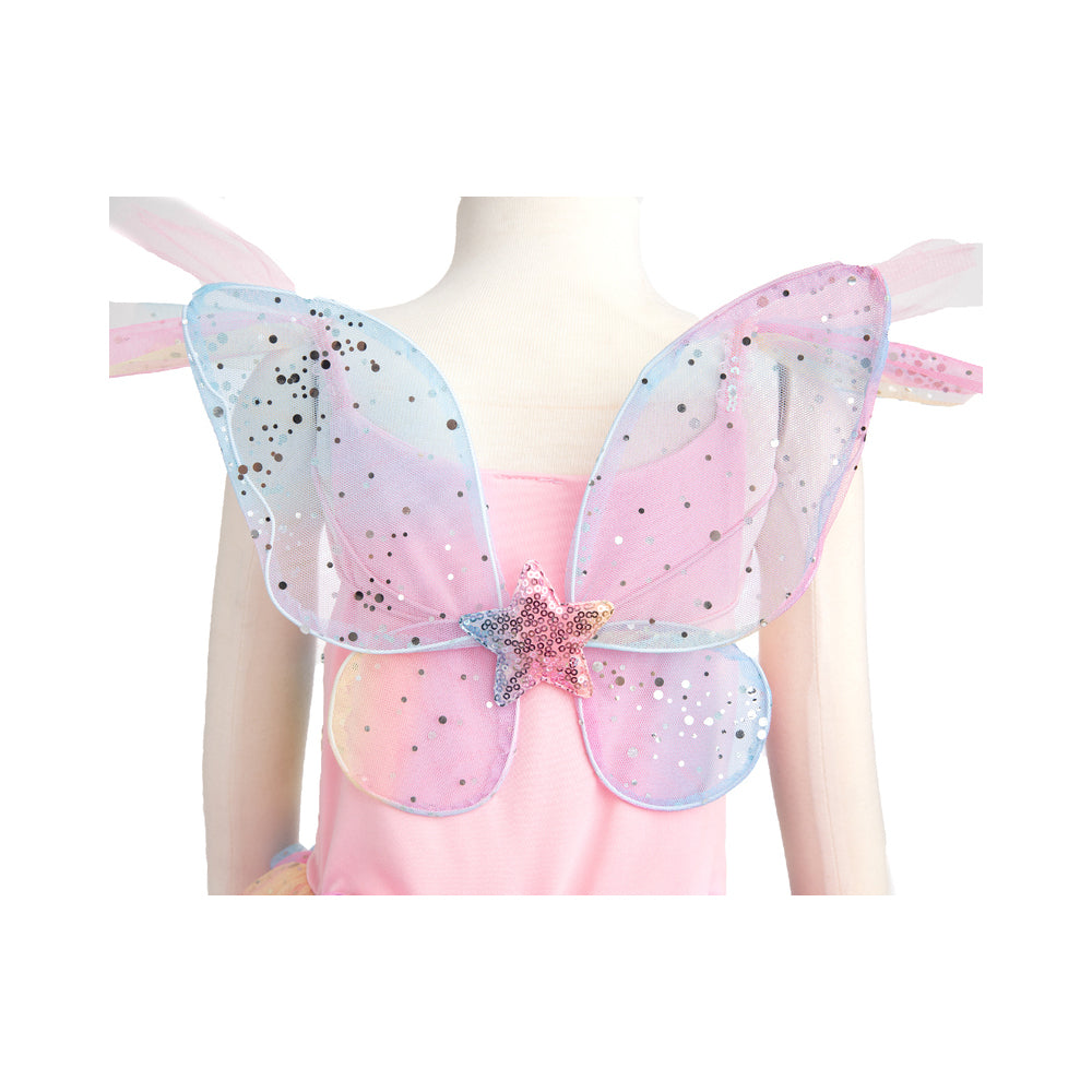 Great Pretenders Size 3-4 Rainbow Fairy Dress w/ Wings Kids 3y+