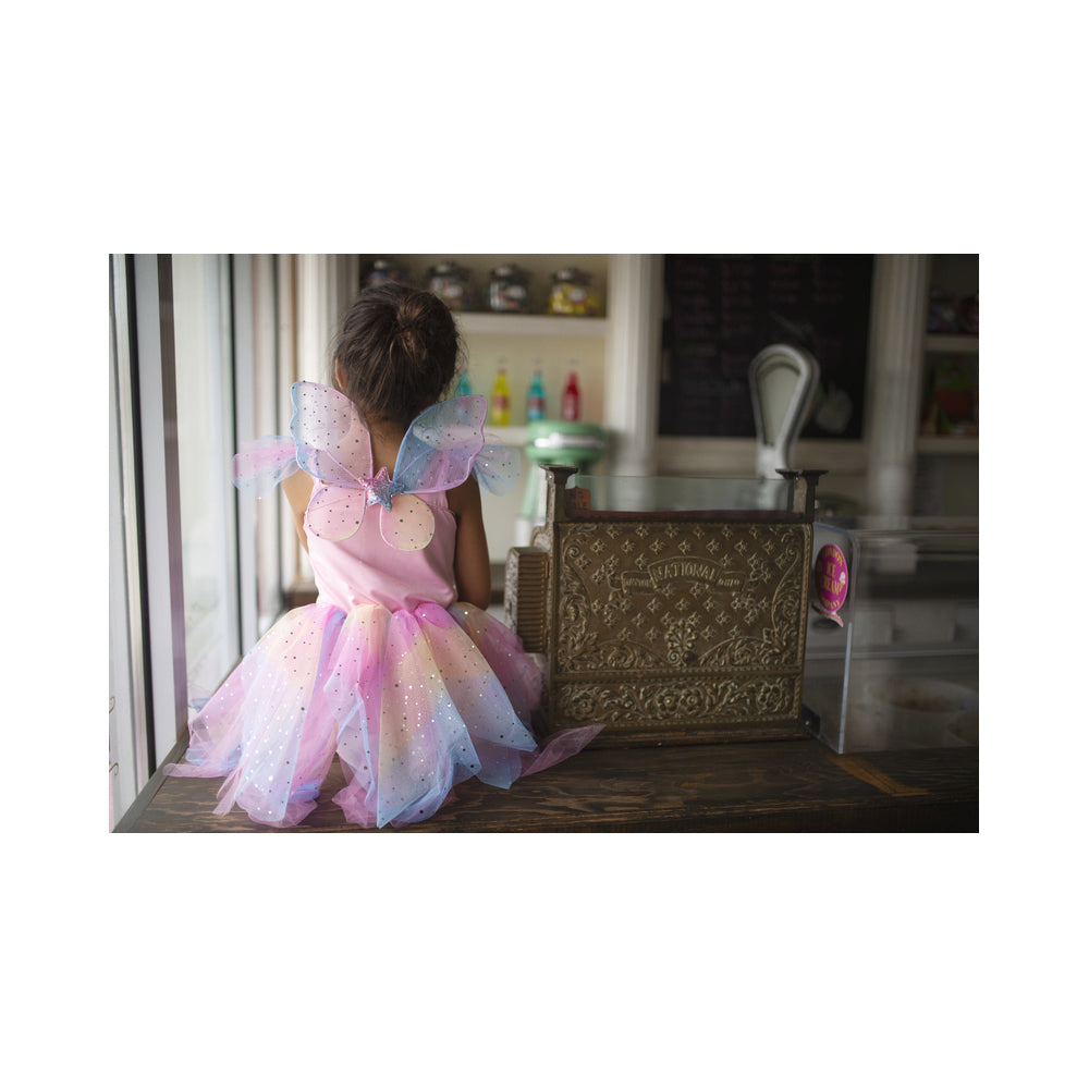 Great Pretenders Size 3-4 Rainbow Fairy Dress w/ Wings Kids 3y+
