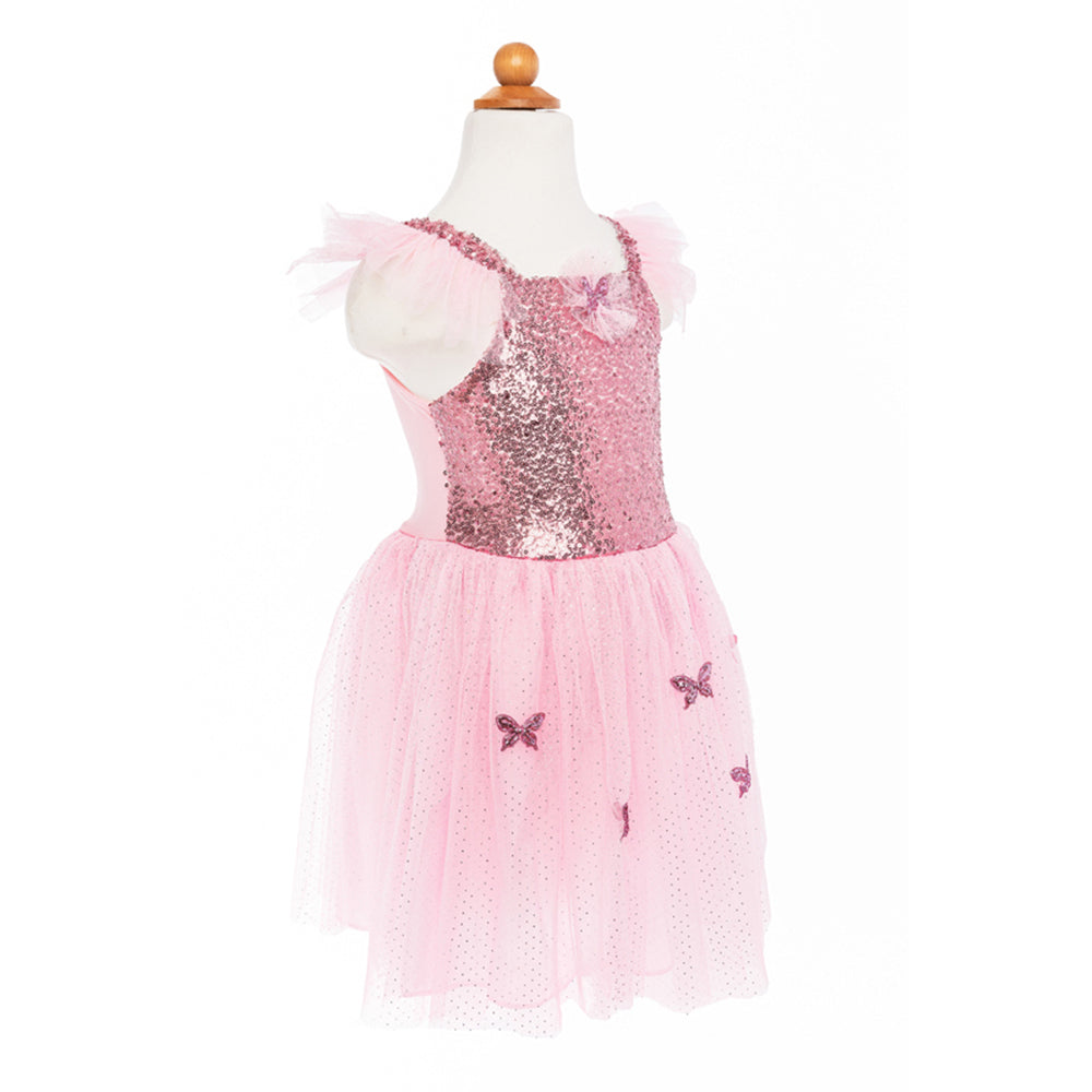 2pc Great Pretenders Size 5-7 Sequins Butterfly Dress & Wings Pink Kids 4+