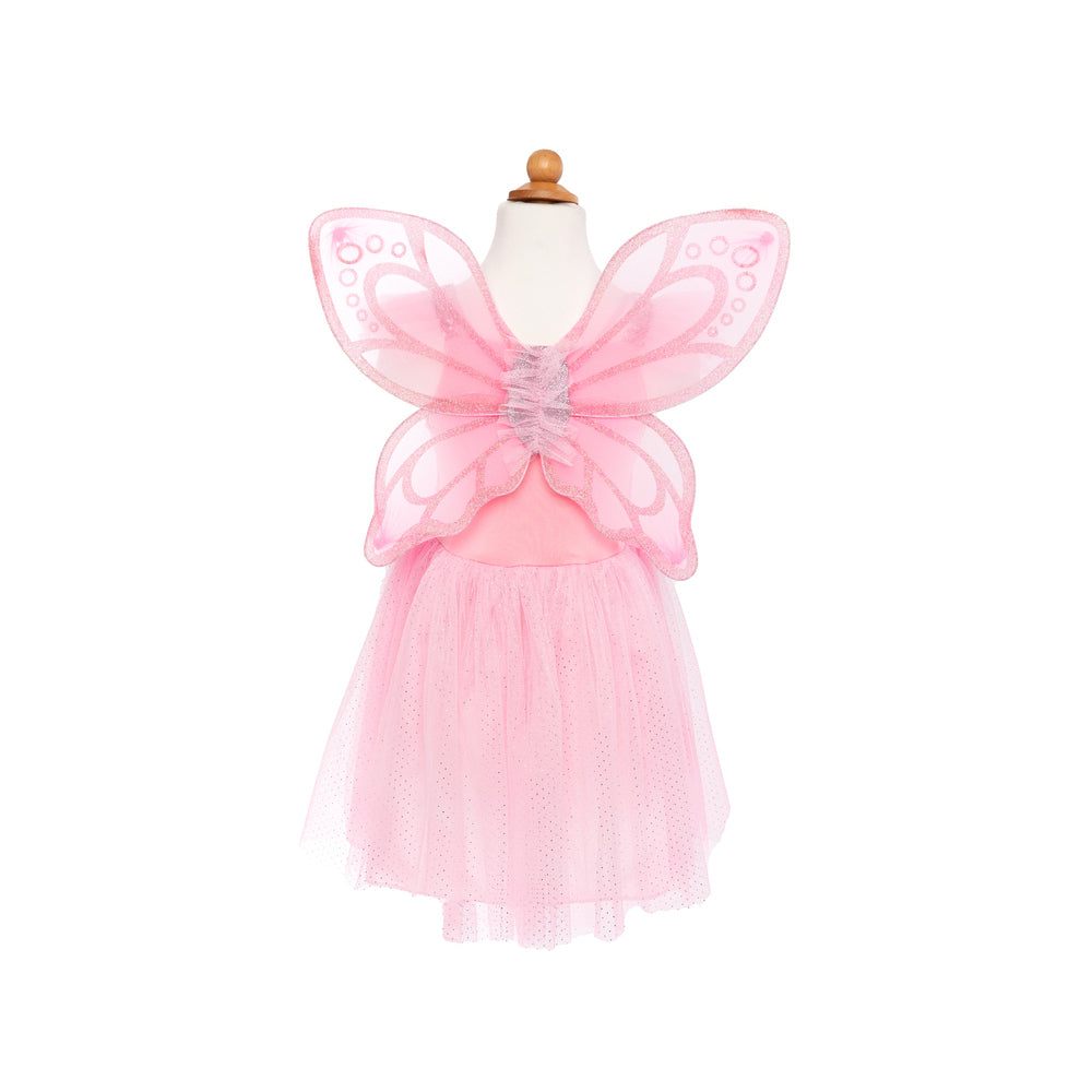 2pc Great Pretenders Size 5-7 Sequins Butterfly Dress & Wings Pink Kids 4+