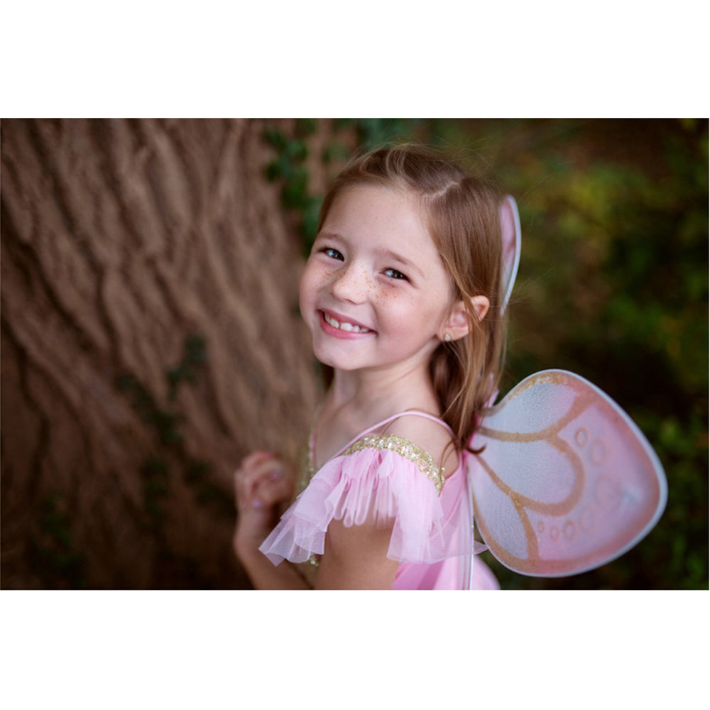 2pc Great Pretenders Size 5-7 Sequins Butterfly Dress & Wings Gold Kids 4+