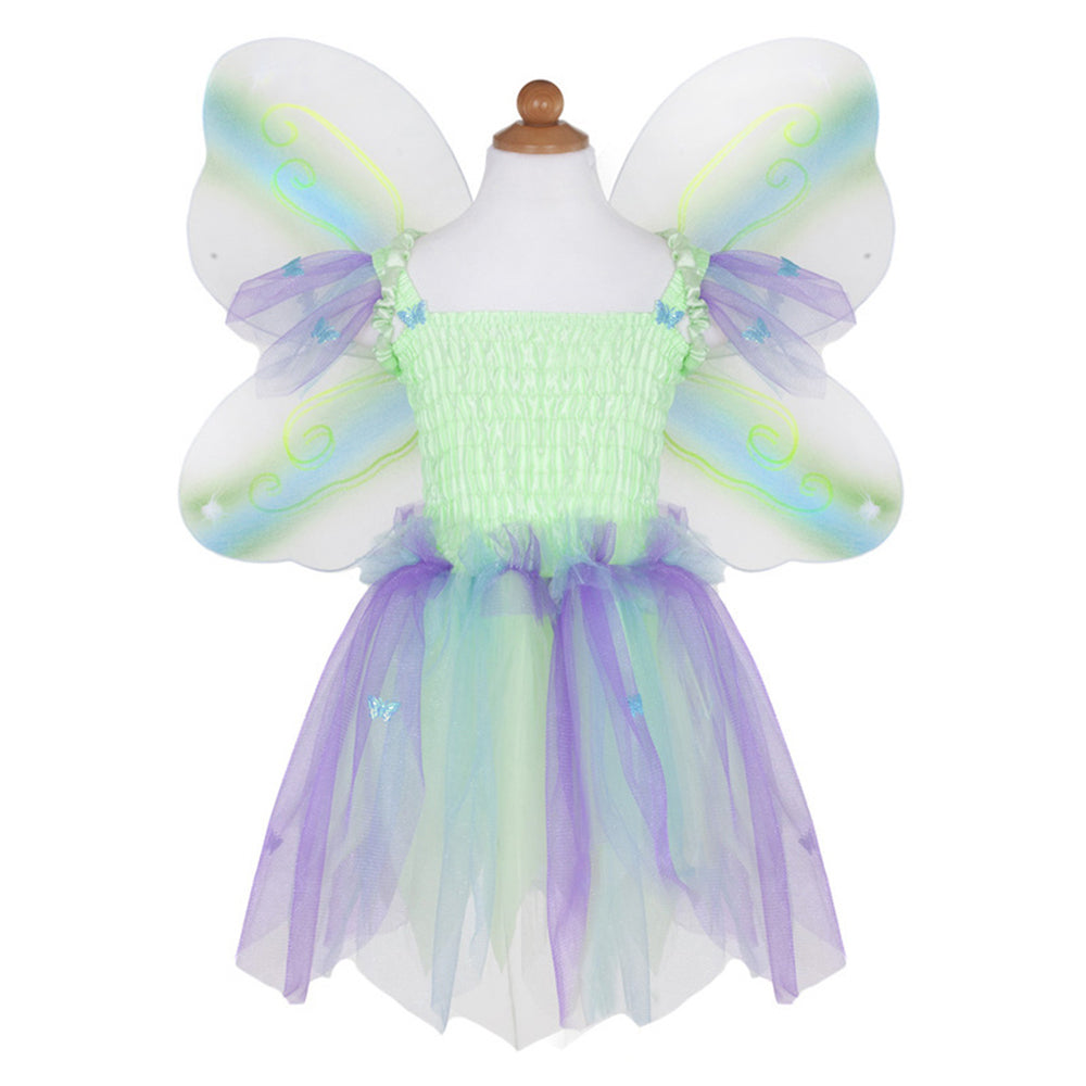 Great Pretenders Size 5-6 Butterfly Dress/Wings w/ Wand Green Kids 4y+