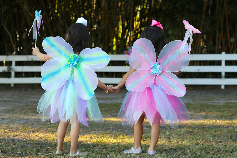 Great Pretenders Size 5-6 Butterfly Dress/Wings w/ Wand Green Kids 4y+