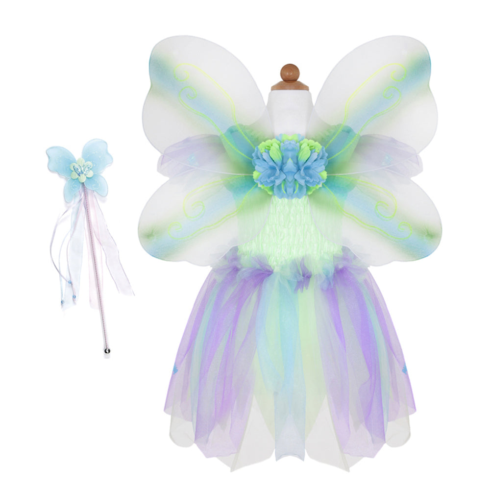 Great Pretenders Size 5-6 Butterfly Dress/Wings w/ Wand Green Kids 4y+