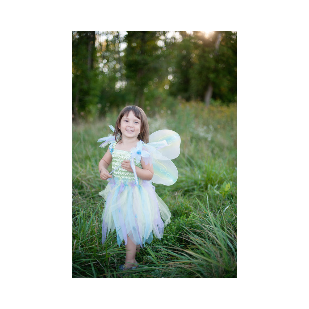 Great Pretenders Size 5-6 Butterfly Dress/Wings w/ Wand Green Kids 4y+