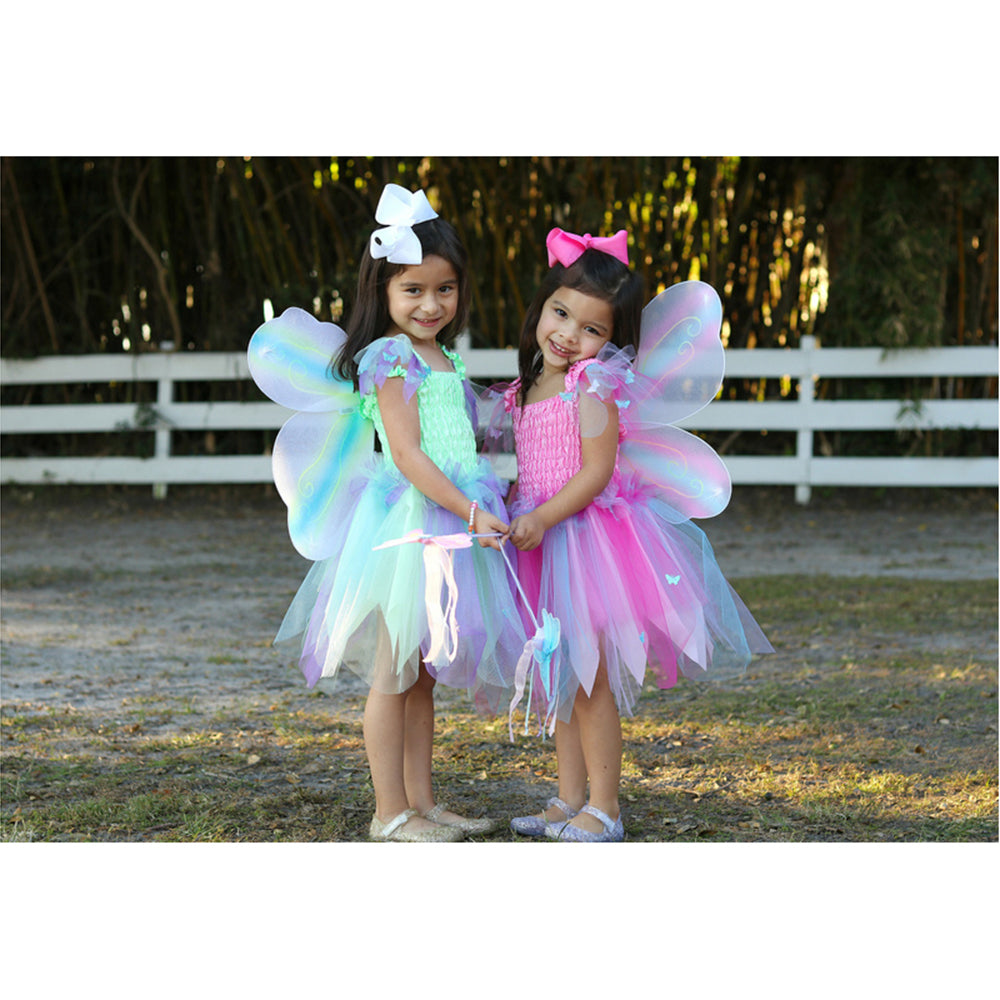 Great Pretenders Size 5-6 Butterfly Dress/Wings w/ Wand Green Kids 4y+