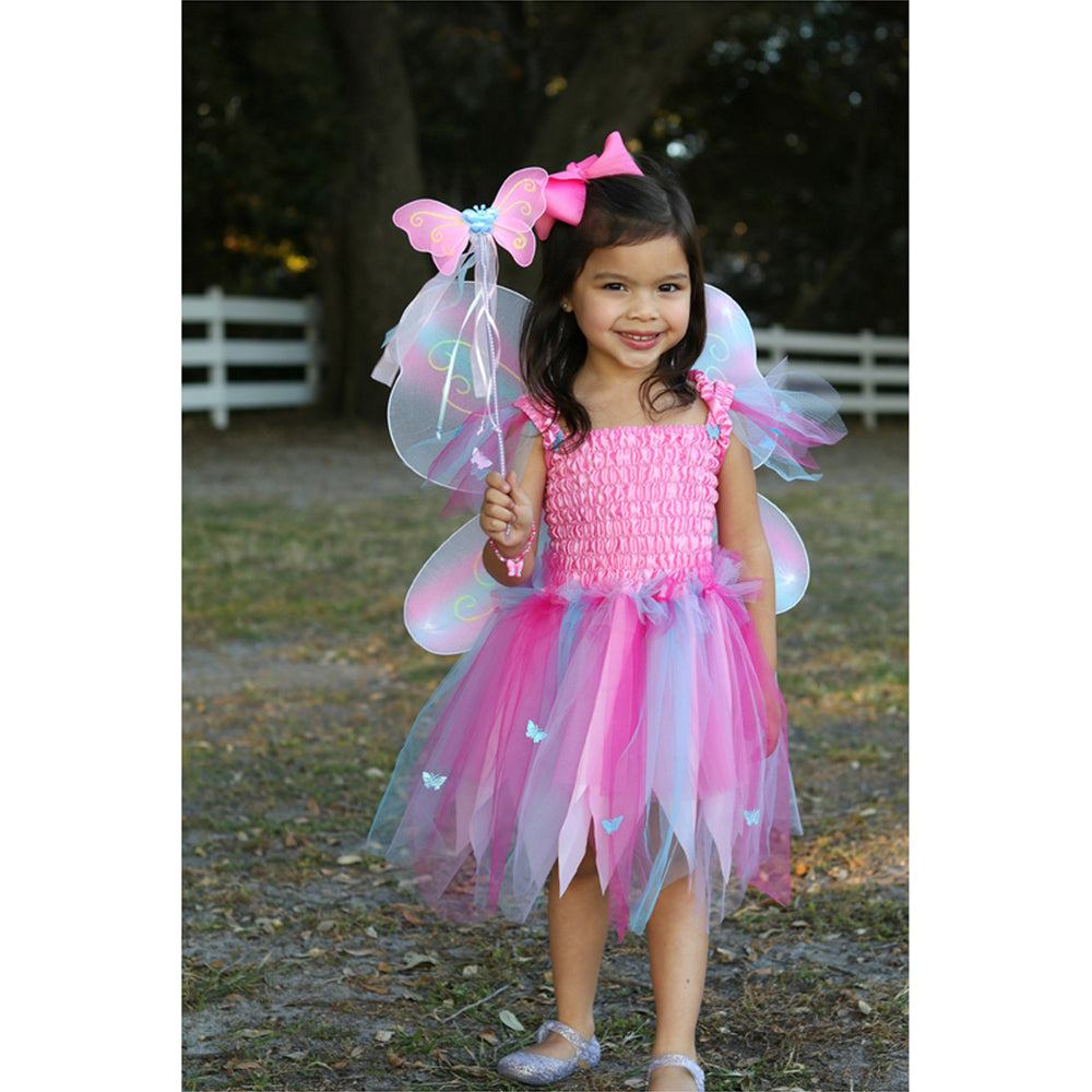 Great Pretenders Size 5-6 Butterfly Dress/Wings w/ Wand Pink Kids 4y+