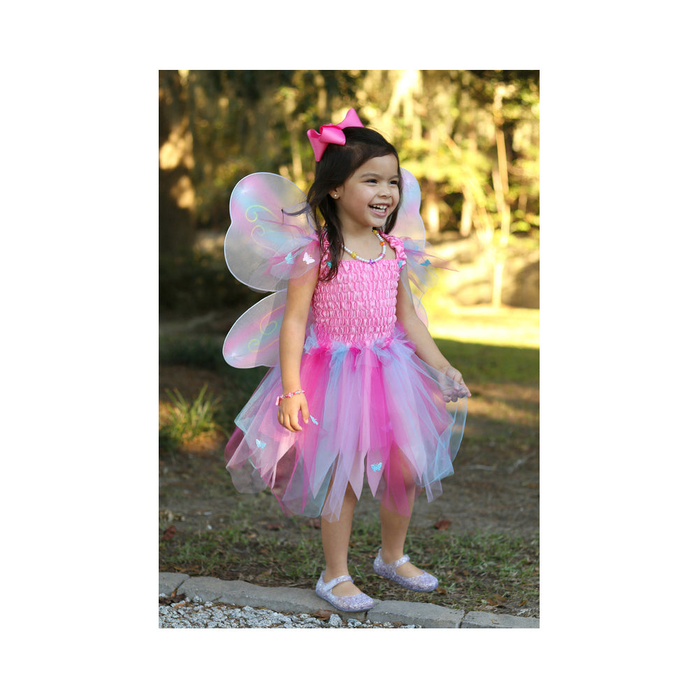 Great Pretenders Size 5-6 Butterfly Dress/Wings w/ Wand Pink Kids 4y+