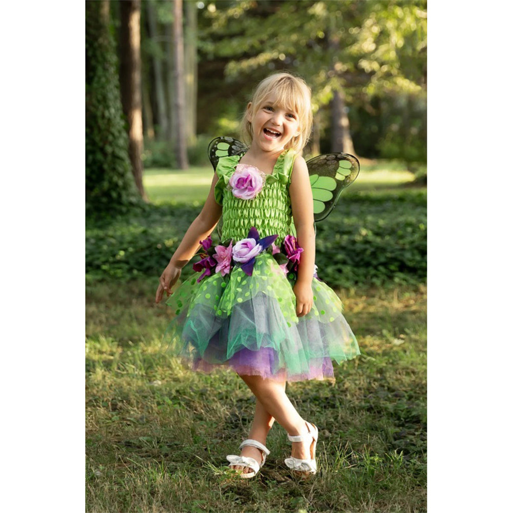 Great Pretenders Size 3-4 Fairy Blooms Deluxe Dress w/ Wings Green Kids 3y+