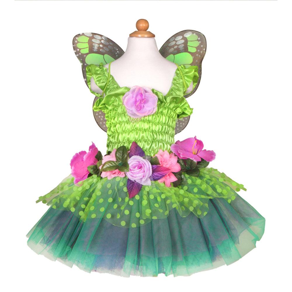 Great Pretenders Size 5-6 Fairy Blooms Deluxe Dress w/ Wings Green Kids 5y+