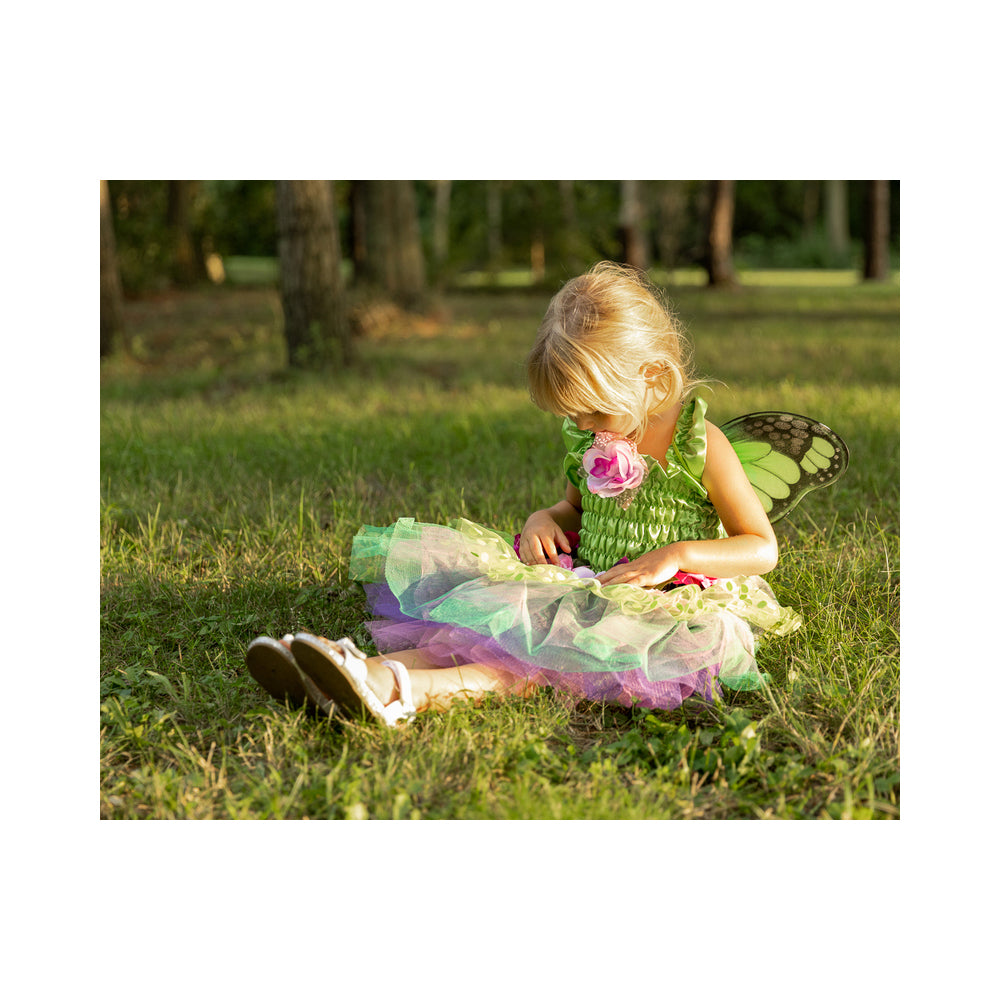 Great Pretenders Size 5-6 Fairy Blooms Deluxe Dress w/ Wings Green Kids 5y+