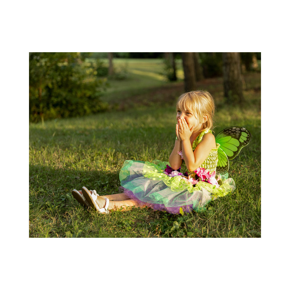 Great Pretenders Size 5-6 Fairy Blooms Deluxe Dress w/ Wings Green Kids 5y+
