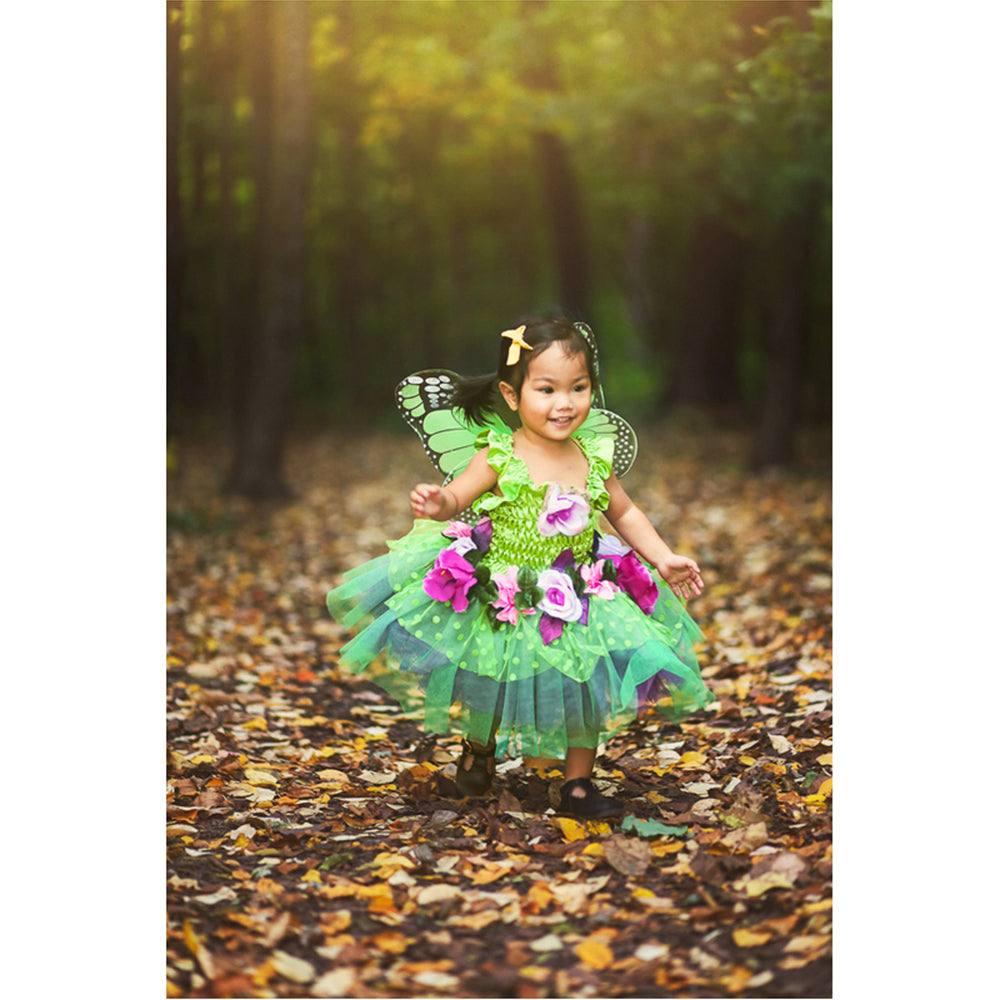 Great Pretenders Size 5-6 Fairy Blooms Deluxe Dress w/ Wings Green Kids 5y+