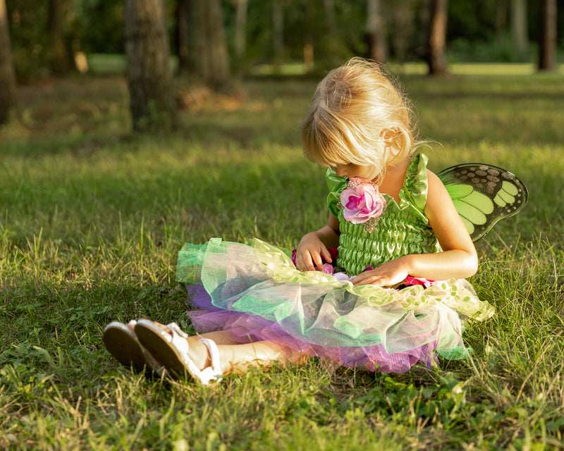 Great Pretenders Size 5-6 Fairy Blooms Deluxe Dress w/ Wings Green Kids 5y+