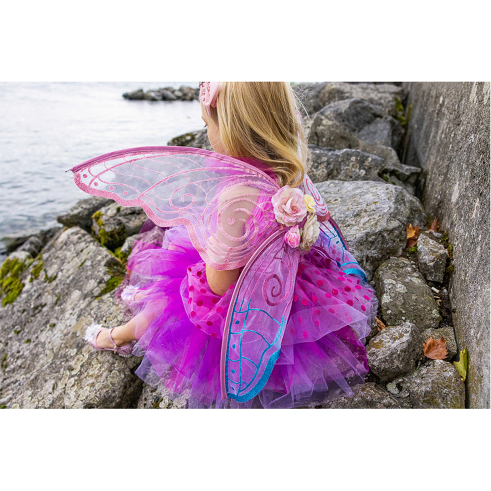 Great Pretenders Size 3-4 Fairy Blooms Deluxe Dress w/ Wings Pink Kids 3y+