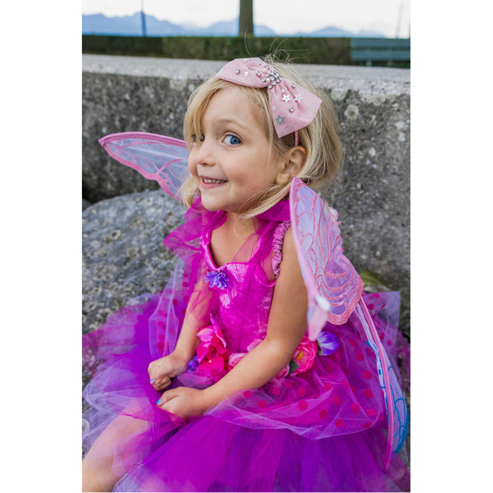 Great Pretenders Size 5-6 Fairy Blooms Deluxe Dress w/ Wings Pink Kids 5y+