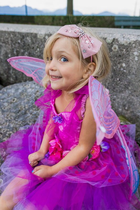 Great Pretenders Size 5-6 Fairy Blooms Deluxe Dress w/ Wings Pink Kids 5y+