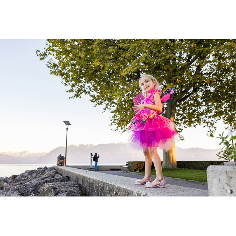 Great Pretenders Size 5-6 Fairy Blooms Deluxe Dress w/ Wings Pink Kids 5y+