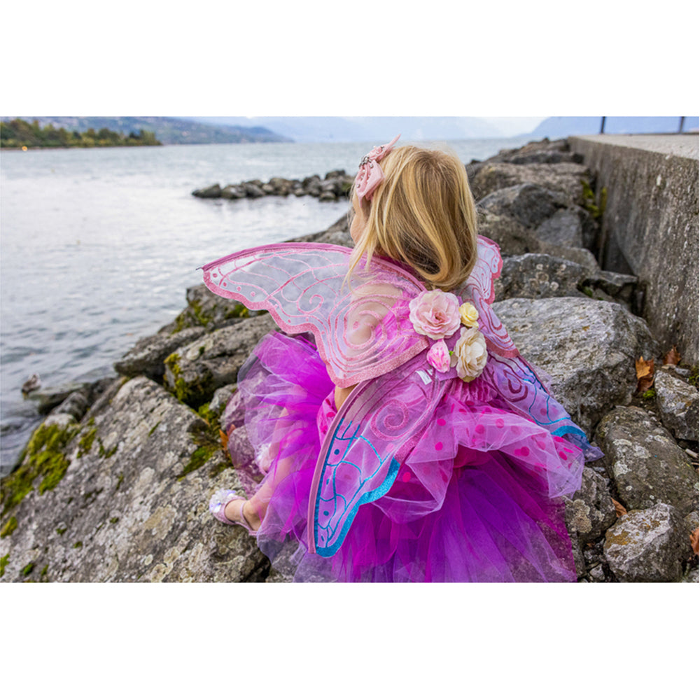 Great Pretenders Size 5-6 Fairy Blooms Deluxe Dress w/ Wings Pink Kids 5y+
