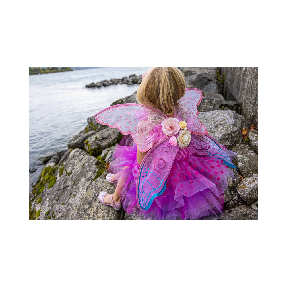 Great Pretenders Size 5-6 Fairy Blooms Deluxe Dress w/ Wings Pink Kids 5y+