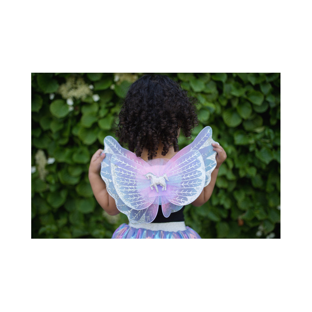 Great Pretenders Size 4-6 Pastel Magical Unicorn Skirt/Wings Kids 3y+