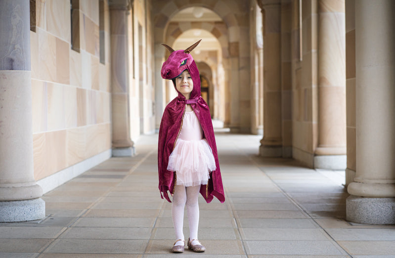Great Pretenders Sz 5-6 Starry Night Hooded Dragon Cape Burgundy/Copper 4y+