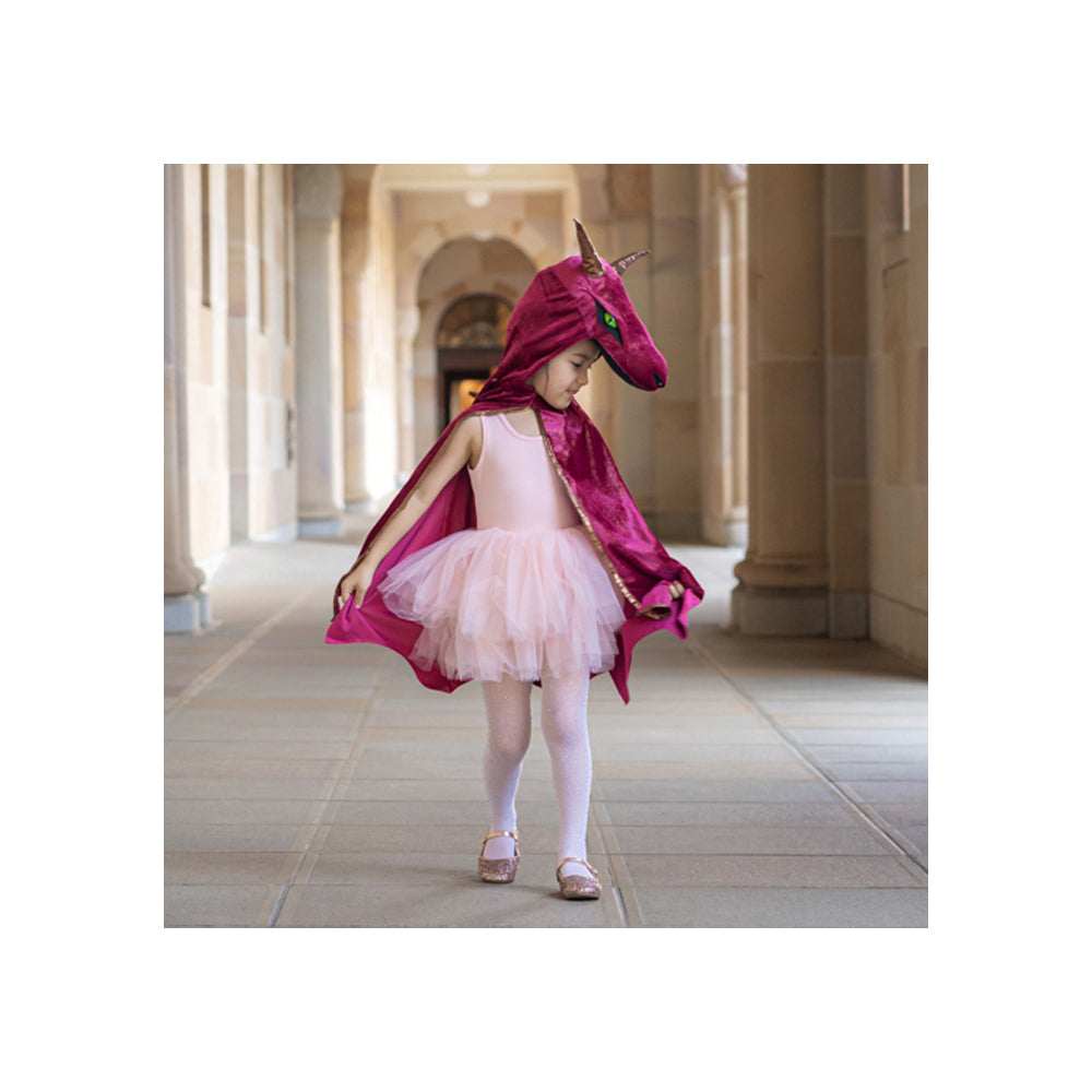 Great Pretenders Sz 5-6 Starry Night Hooded Dragon Cape Burgundy/Copper 4y+
