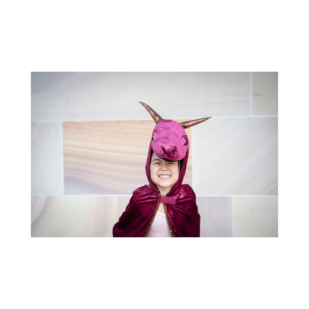 Great Pretenders Sz 5-6 Starry Night Hooded Dragon Cape Burgundy/Copper 4y+