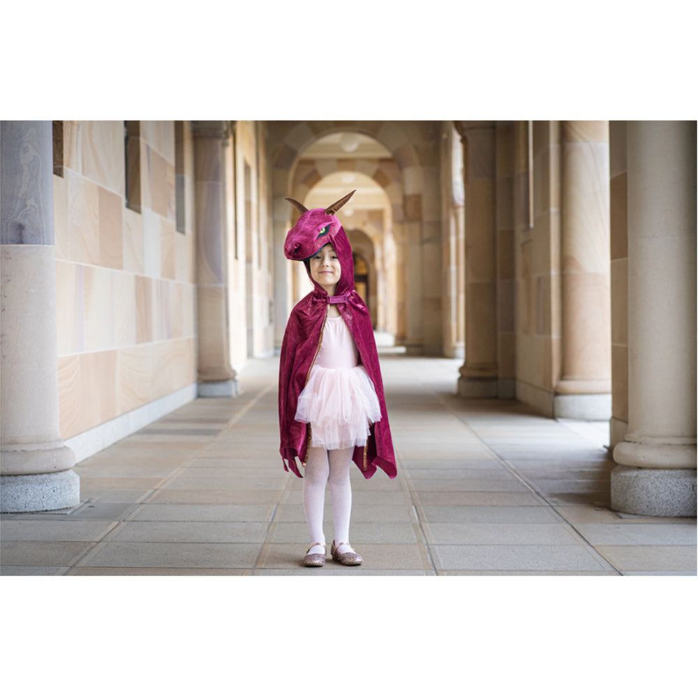Great Pretenders Sz 5-6 Starry Night Hooded Dragon Cape Burgundy/Copper 4y+