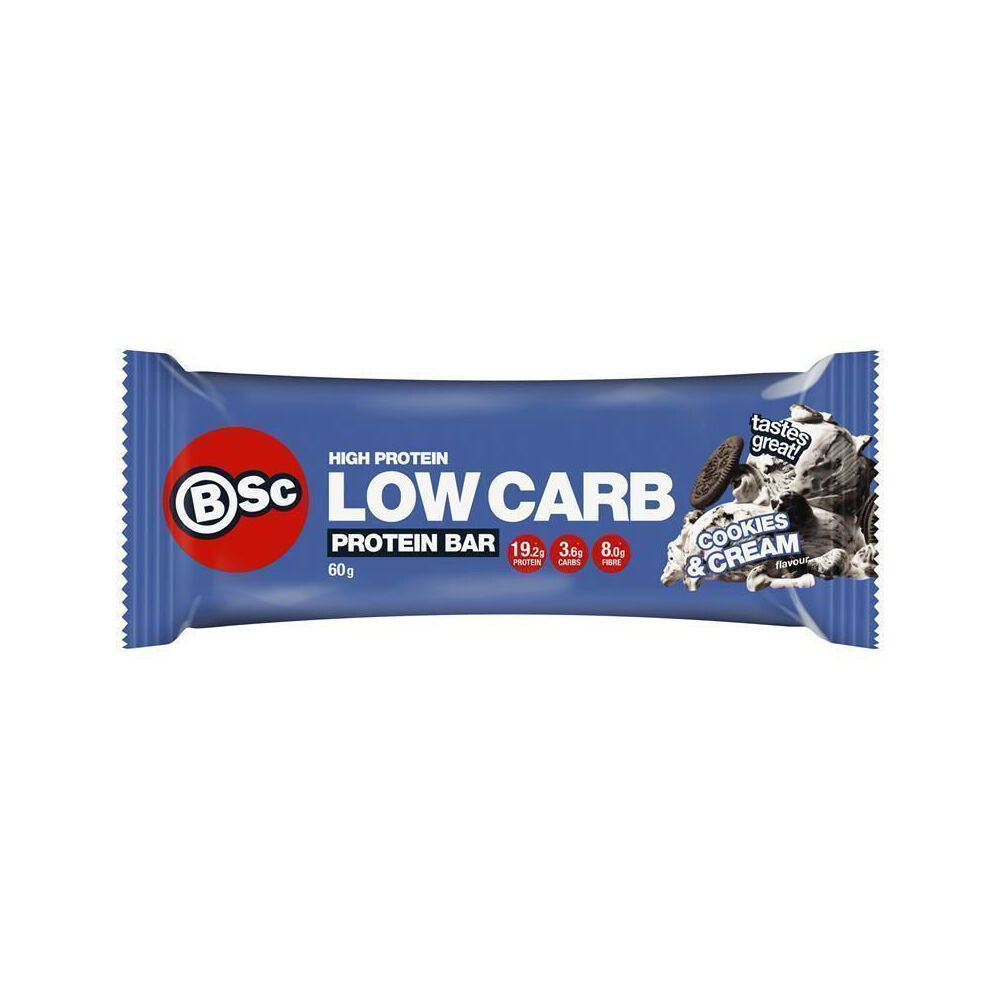 12PK BSc High Protein Low Carb Bar No Added Sugar 60g Serve Cookies & Cream
