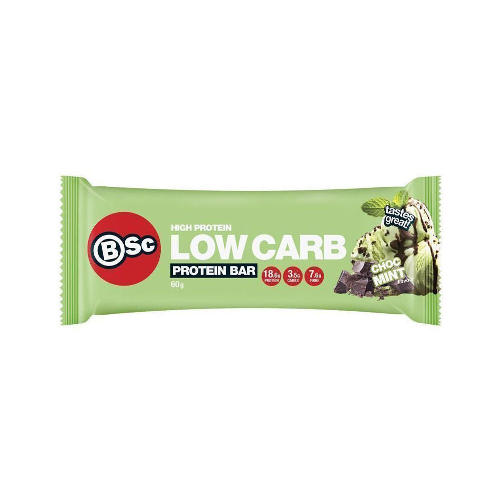 12PK BSc High Protein Low Carb Bar No Added Sugar 60g Serve Chocolate Mint