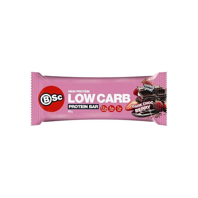 12PK BSc High Protein Low Carb Bar 60g Serve Dark Chocolate Berry