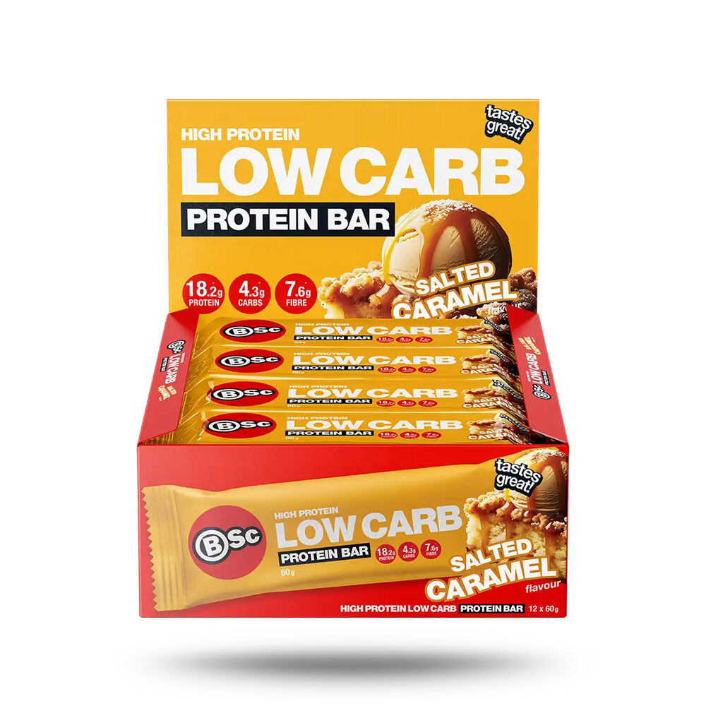 12PK BSc High Protein Low Carb Bar Snack 60g Serve Salted Caramel