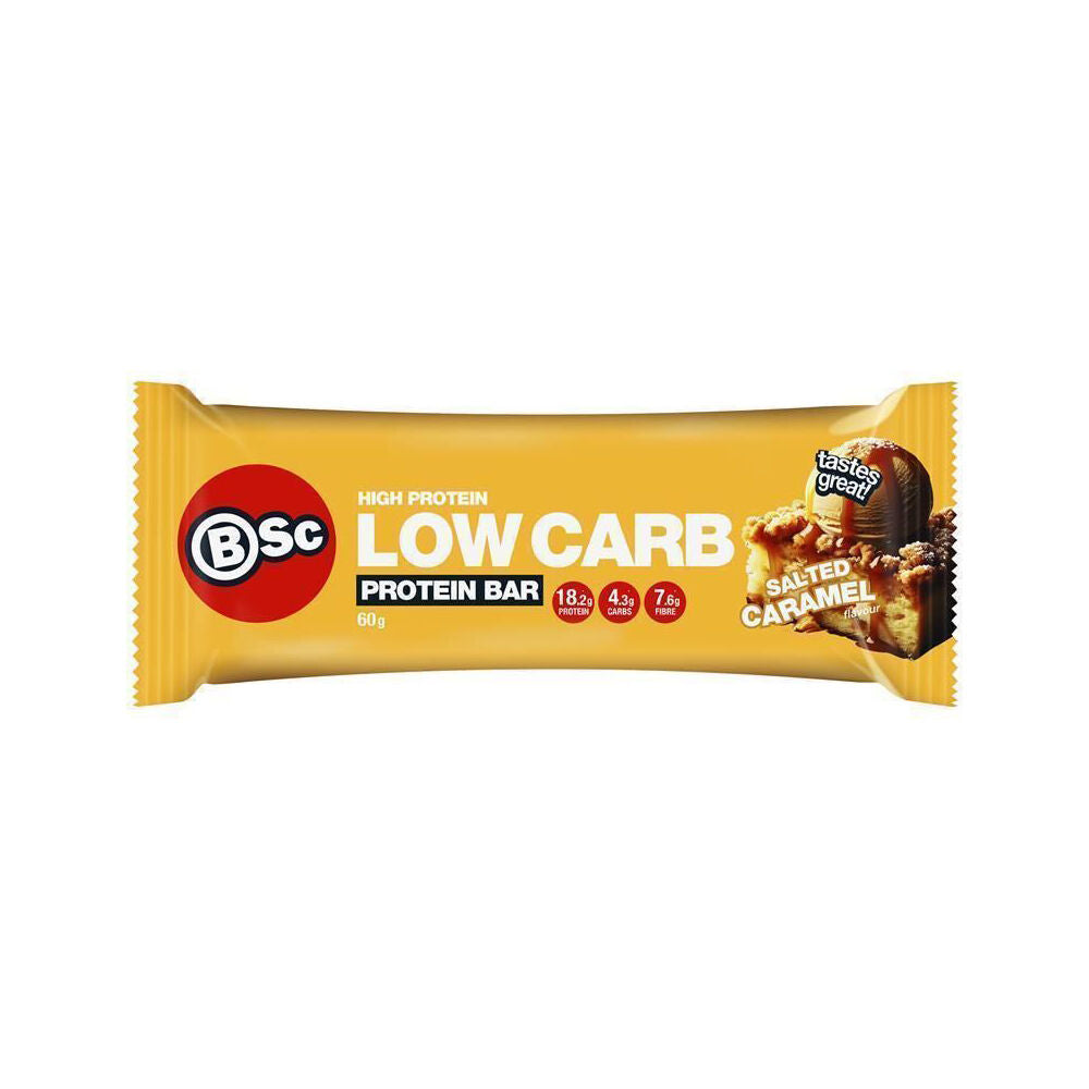 12PK BSc High Protein Low Carb Bar Snack 60g Serve Salted Caramel