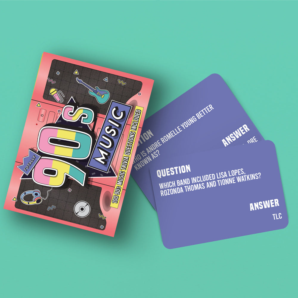 100pc Gift Republic Totally 90s Music Trivia Question Cards