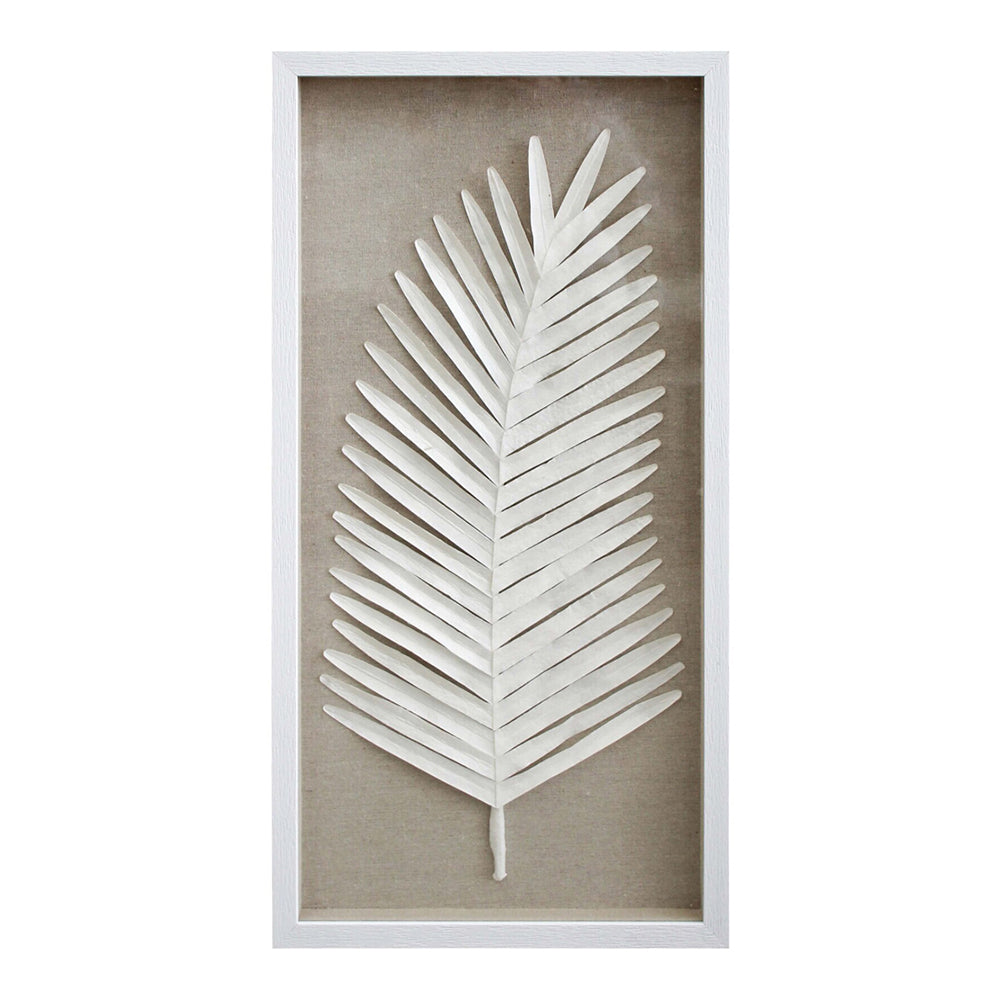 LVD Framed 35x70cm Palm Leaf Wall Hanging Decor - White