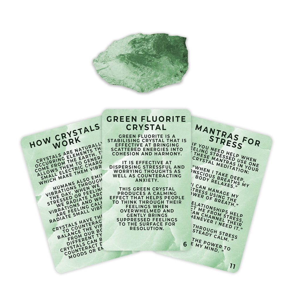 25pc Gift Republic Detox Healing Kit Cards w/ Green Fluorite Crystal