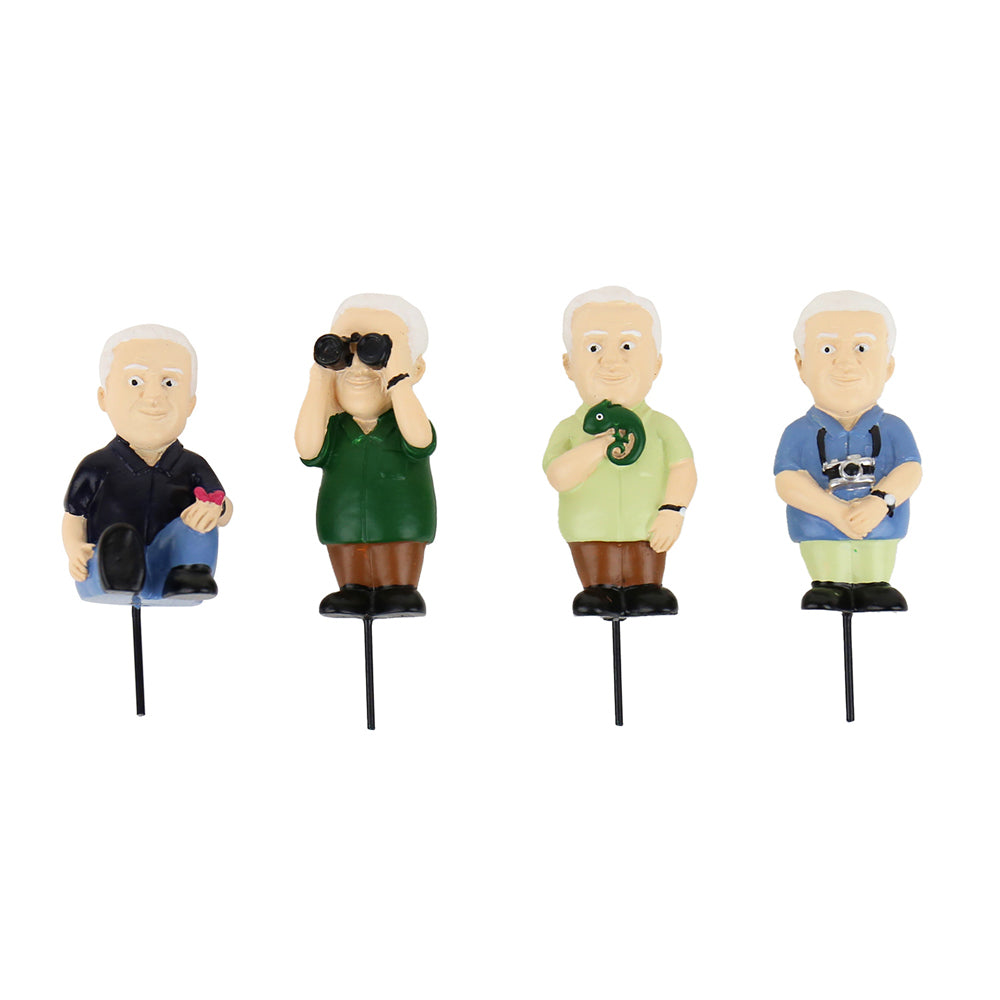 4pc Gift Republic 14.5cm Mini Plant Pot Attenborough Explorers Statues