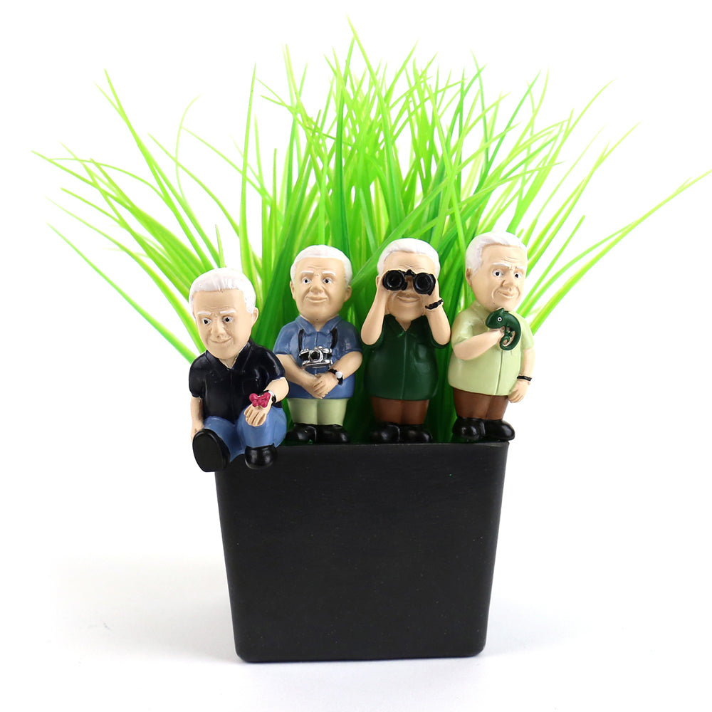 4pc Gift Republic 14.5cm Mini Plant Pot Attenborough Explorers Statues