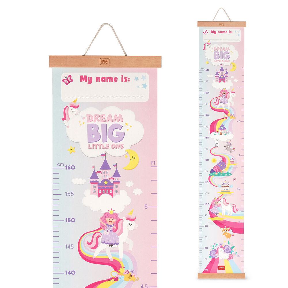 Legami Dream Big Little One Wall-Hanging Height Chart 160cm Pink Unicorn