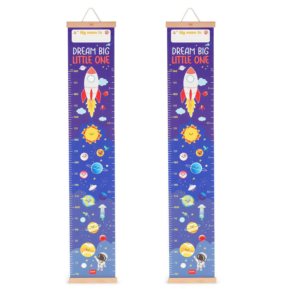 2PK Legami Dream Big Little One Wall-Hanging Height Chart 160cm Blue Space