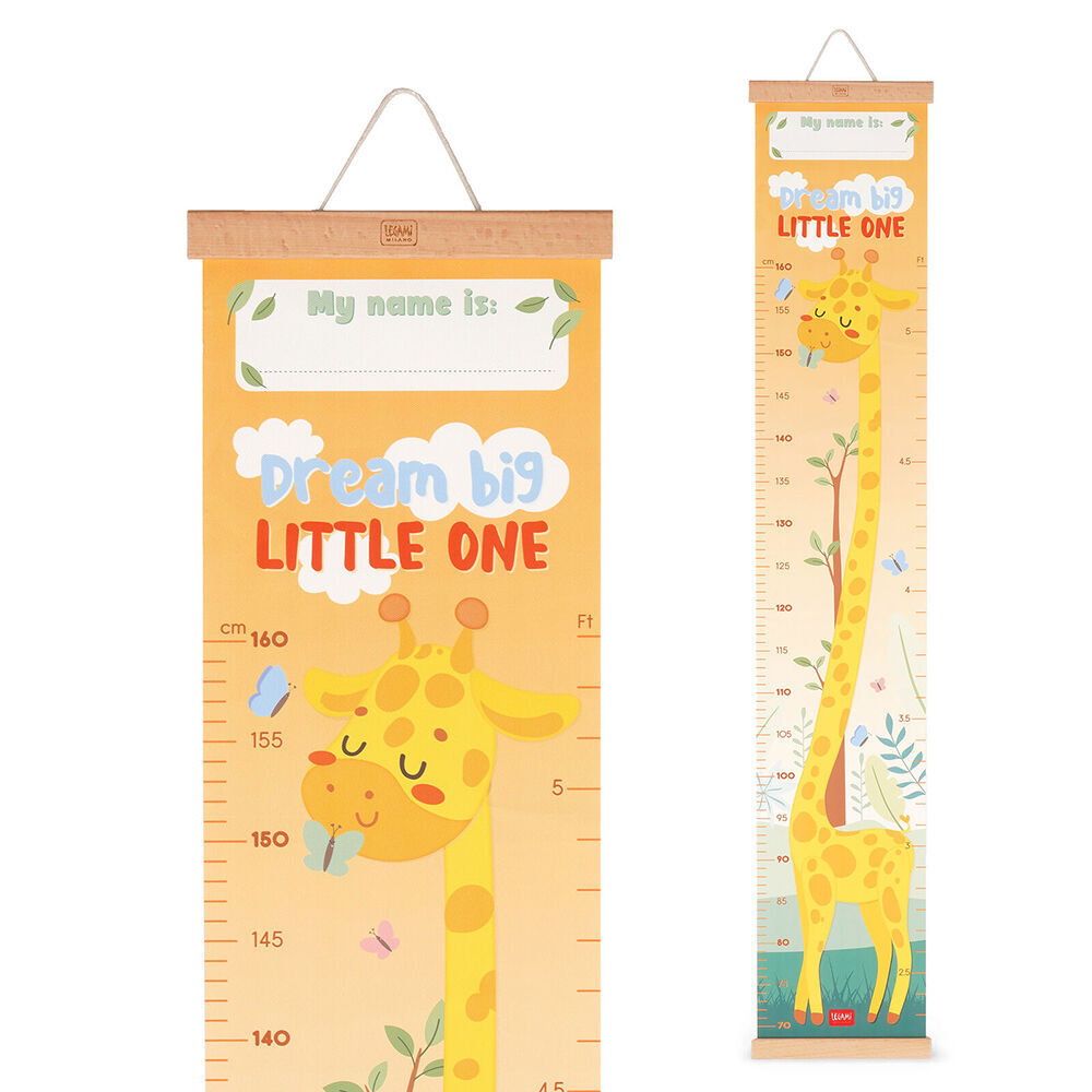 Legami Dream Big Little One Wall-Hanging Height Chart 160cm Yellow Giraffe