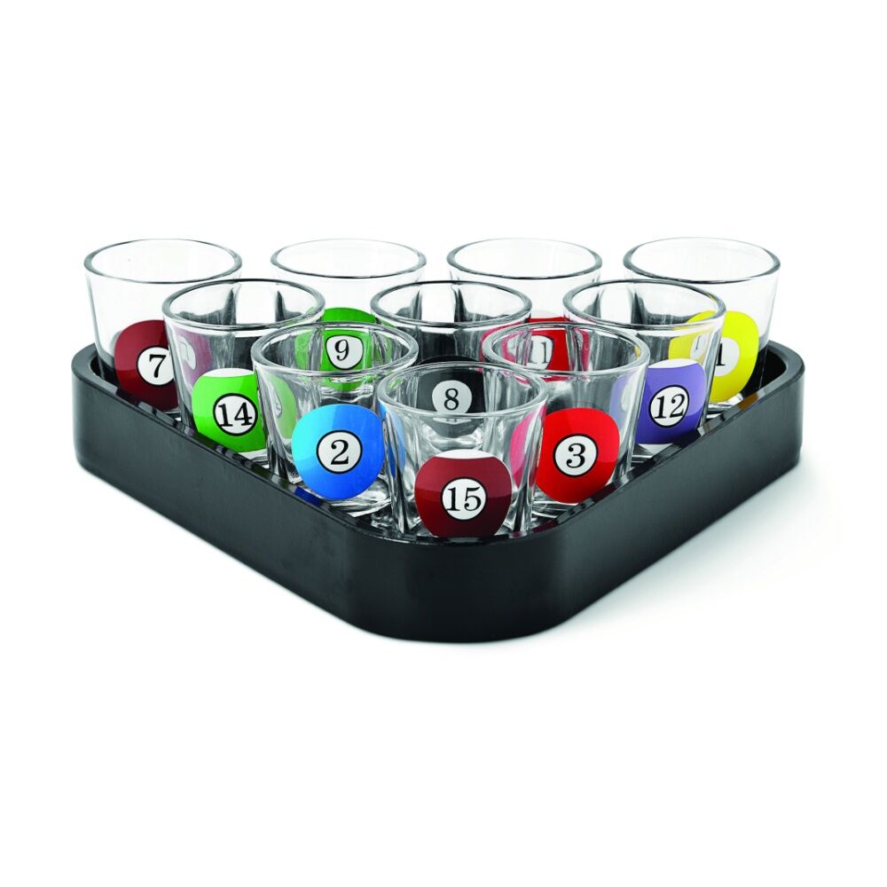 10pc Karson Rack n Shoot Pool Shot Glassware Set 18y+ 23.5x21.7x7.5cm
