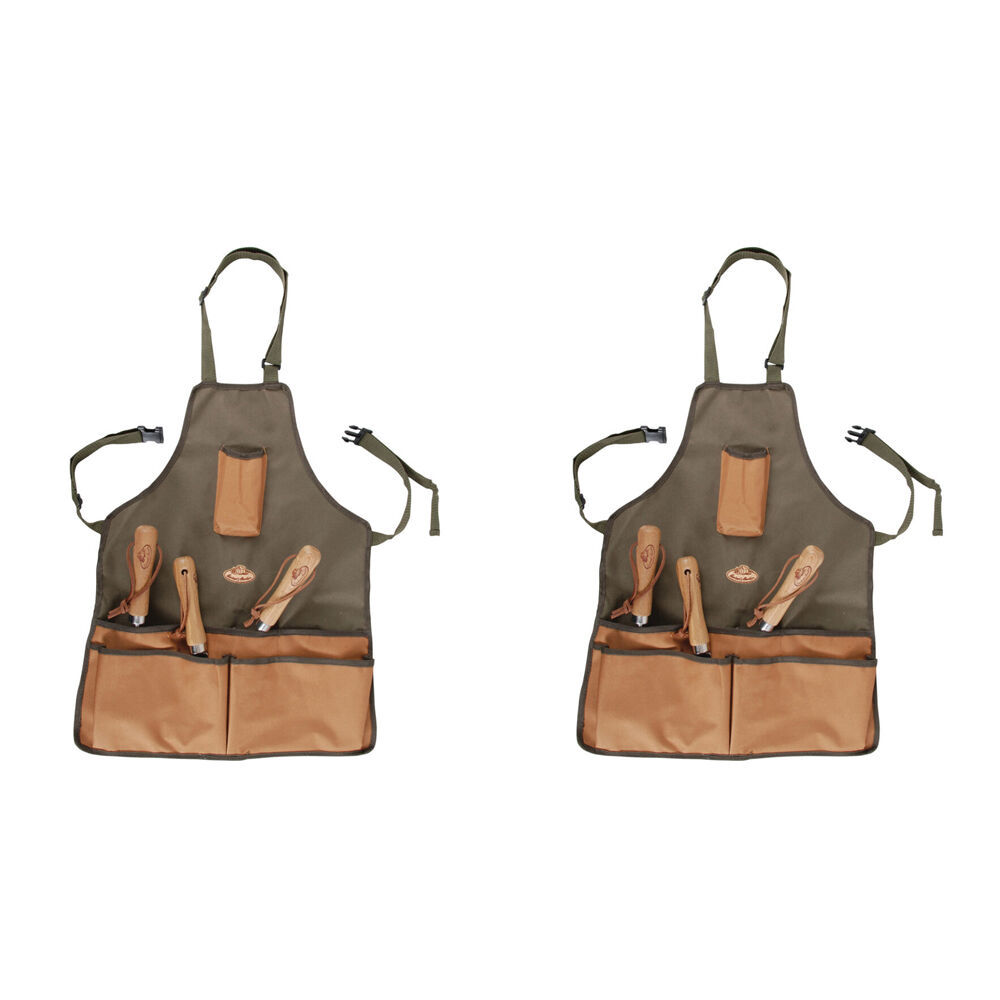 2PK Esschert Design Garden Apron w/ Tool Pockets Accessory Holder Green