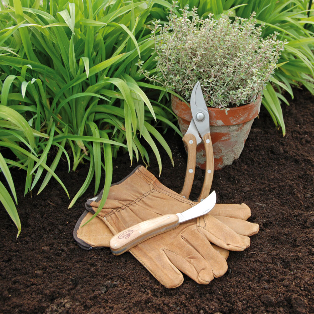 3pc Esschert Design Stainless Steel Garden Pruning Set w/ Lock Brown