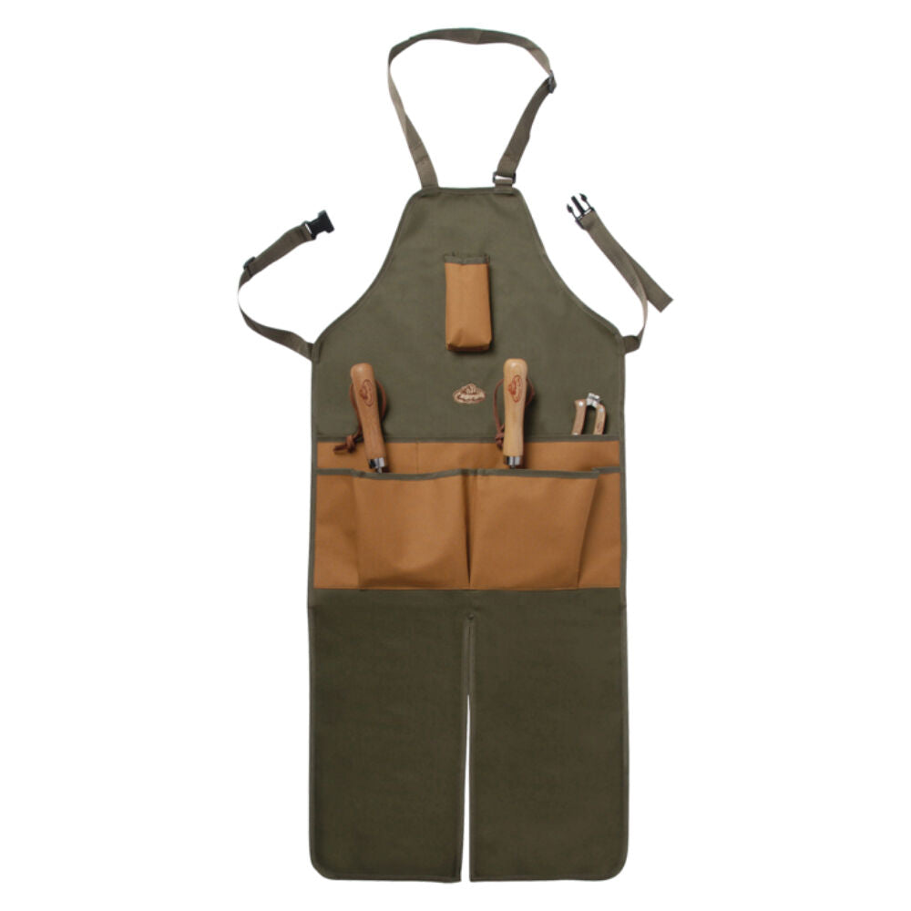Esschert Design Canvas Gardening Work Apron w/ Split Leg & Pockets 120cm Green