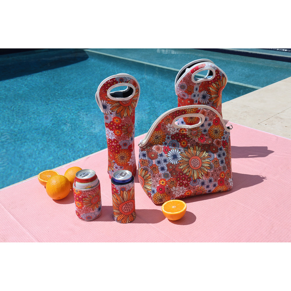 6PK Good Vibes Single Bottle Bag Neoprene 14x38cm Retro Summer
